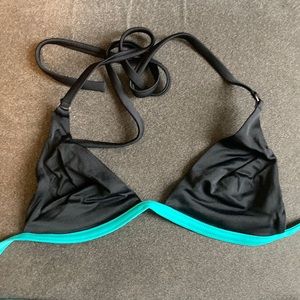 Victoria’s Secret triangle bikini top black/aqua blue